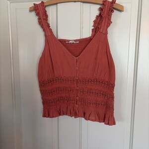 Forever That Girl Women Tank Medium Orange Sleeveless Knit Smocked Solid